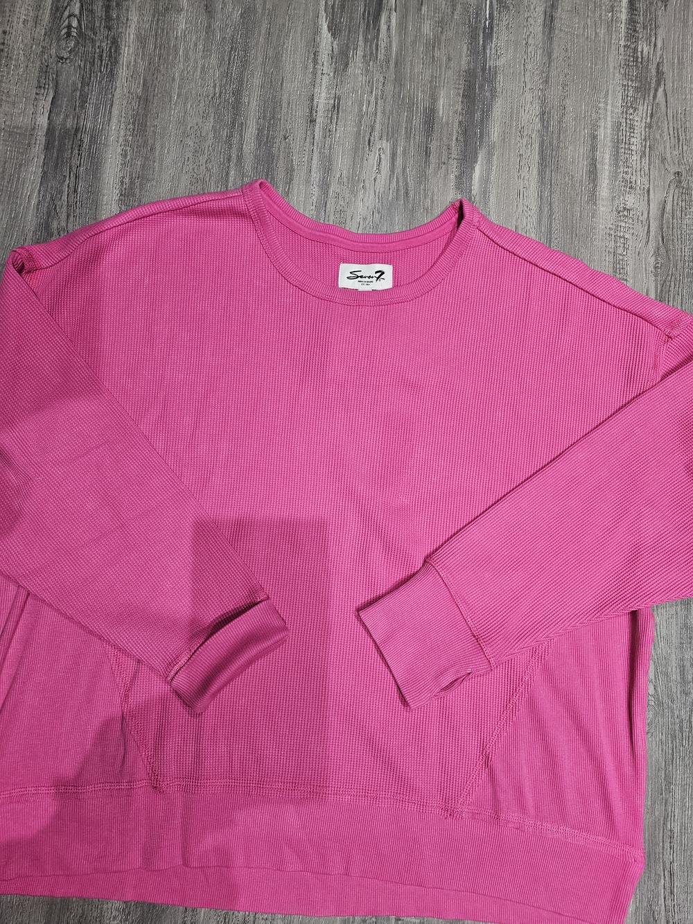Seven7 Women's Ribbed Long Sleeve Top - Bright Pink
